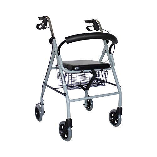 Mobiclinic, Modelo Alhambra, Rollator de 4 ruedas, Andador para minusválidos, mayores, adultos o ancianos, ayuda para caminar, aluminio, ligero, plegable, con asiento y 4 ruedas, gris