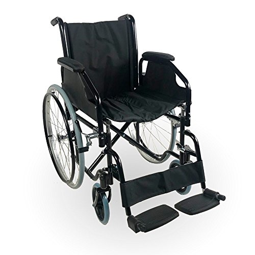 Mobiclinic, modelo Catedral, Silla de ruedas plegable, ortopédica, para minusválidos, manual, freno en manetas, reposapiés y reposabrazos extraíbles, color Negro, asiento, ultraligera