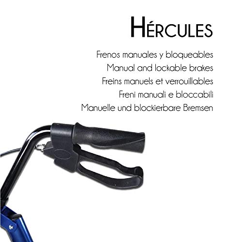 Mobiclinic, Modelo Hércules, Rollator para ancianos y minusválidos, andador para mayores, de aluminio, ligero, cesta, frenos en los puños, plegable, con asiento y 4 ruedas, azul Mobiclinic, Modelo Hércules, Rollator para ancianos y minusválidos, andador para mayores, de aluminio, ligero, cesta, frenos en los puños, plegable, con asiento y 4 ruedas, azul