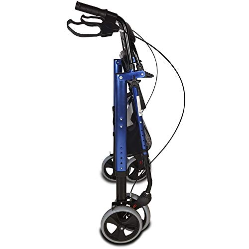 Mobiclinic, Modelo Hércules, Rollator para ancianos y minusválidos, andador para mayores, de aluminio, ligero, cesta, frenos en los puños, plegable, con asiento y 4 ruedas, azul Mobiclinic, Modelo Hércules, Rollator para ancianos y minusválidos, andador para mayores, de aluminio, ligero, cesta, frenos en los puños, plegable, con asiento y 4 ruedas, azul