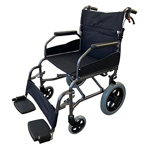 Mobiclinic, Modelo Museo, Silla de ruedas plegable de tránsito, para ancianos y minuválidos, ortopédica, de aluminio, freno en manetas, reposapiés, reposabrazos, color Negro, asiento, ultraligera Mobiclinic, Modelo Museo, Silla de ruedas plegable de tránsito, para ancianos y minuválidos, ortopédica, de aluminio, freno en manetas, reposapiés, reposabrazos, color Negro, asiento, ultraligera
