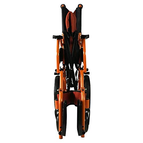 Mobiclinic, Modelo Pirámide, Silla de ruedas ortopédica, asiento de 46 cm, para minuválidos, plegable, de aluminio, freno en manetas, reposapiés, reposabrazos, color naranja Mobiclinic, Modelo Pirámide, Silla de ruedas ortopédica, asiento de 46 cm, para minuválidos, plegable, de aluminio, freno en manetas, reposapiés, reposabrazos, color naranja