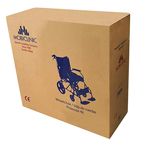 Mobiclinic, Modelo Pirámide, Silla de ruedas ortopédica, asiento de 46 cm, para minuválidos, plegable, de aluminio, freno en manetas, reposapiés, reposabrazos, color naranja Mobiclinic, Modelo Pirámide, Silla de ruedas ortopédica, asiento de 46 cm, para minuválidos, plegable, de aluminio, freno en manetas, reposapiés, reposabrazos, color naranja