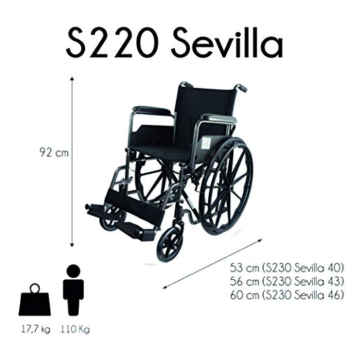 Mobiclinic, modelo S220, Silla de ruedas plegable premium, autopropulsable, ortopédica, para minusválidos, reposapiés y reposabrazos abatibles, color Negro, asiento 46 cm, ultraligera Mobiclinic, modelo S220, Silla de ruedas plegable premium, autopropulsable, ortopédica, para minusválidos, reposapiés y reposabrazos abatibles, color Negro, asiento 46 cm, ultraligera