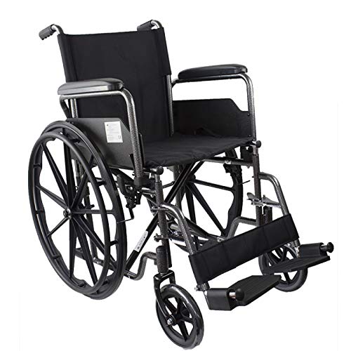 Mobiclinic, modelo S220, Silla de ruedas plegable premium, autopropulsable, ortopédica, para minusválidos, reposapiés y reposabrazos abatibles, color Negro, asiento 46 cm, ultraligera