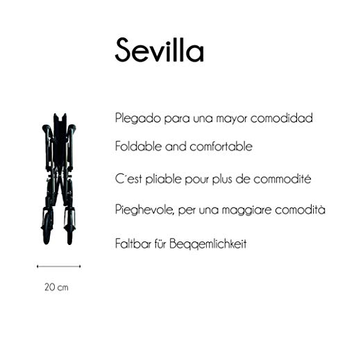 Mobiclinic, Modelo S230, Silla de ruedas para minusválidos, silla de ruedas de tránsito, plegable, ortopédica, reposapiés, reposabrazos, color Negro, asiento 43 cm