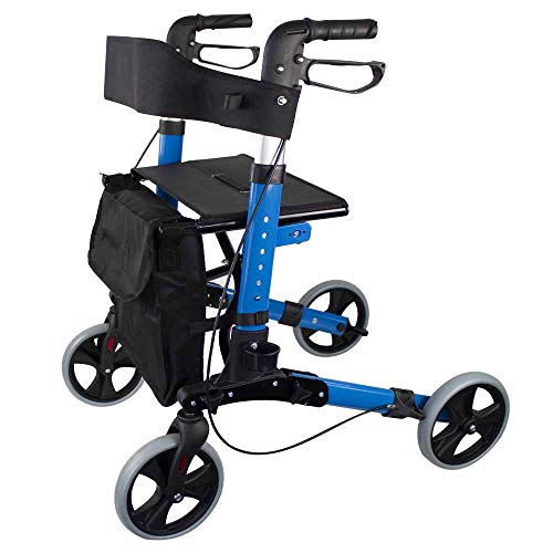 Mobiclinic, Modelo Trajano, Rollator de 4 ruedas, Andador Caminador, Andador para adultos, ancianos, minusválidos, de aluminio, ligero, plegable, con asiento y bolsa, Color Celeste Mobiclinic, Modelo Trajano, Rollator de 4 ruedas, Andador Caminador, Andador para adultos, ancianos, minusválidos, de aluminio, ligero, plegable, con asiento y bolsa, Color Celeste