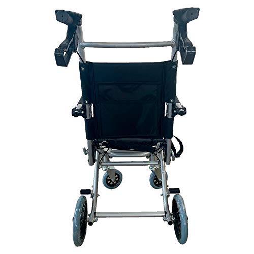 Mobiclinic, Neptuno, Silla de ruedas de tránsito para ancianos y minusválidos, plegable, aluminio, reposapiés y reposabrazos abatibles, asiento, ultraligera, frenos en manetas, negro