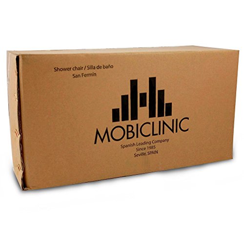 Mobiclinic, San Fermín, Silla o taburete de baño, de ducha, ortopédica, aluminio, altura regulable, respaldo, reposabrazos, conteras antideslizantes