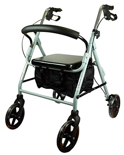 Mobiclinic, Sofía, Rollator con 4 ruedas, andador para ancianos y minusválidos, ayuda para caminar, andador caminador, aluminio, ligero, plegable, cesta de tela, freno en manetas, asiento, Gris