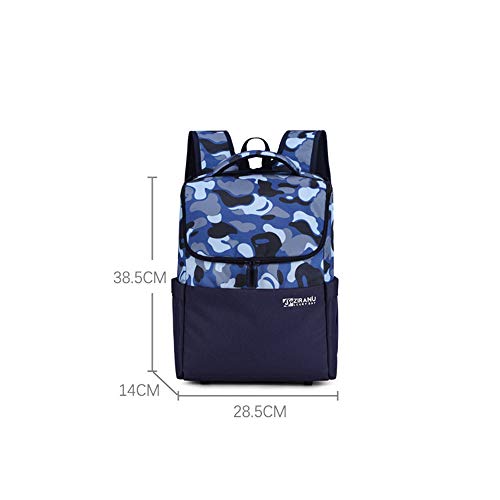 Mochila con ruedas de camuflaje La bolsa trolley 2 en 1 es liviana y desmontable, adecuada para niños de 6 a 12 años.-blue