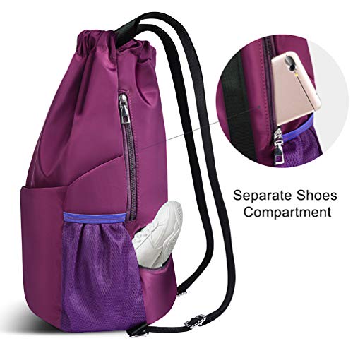 Mochila de Cuerda Unisex Negro para Deporte Gimnasio Yoga Nadar (púrpura) Mochila de Cuerda Unisex Negro para Deporte Gimnasio Yoga Nadar (púrpura)