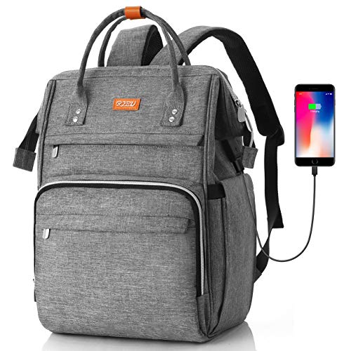 Mochila Escola para Mujeres,Mochila para Portatil Impermeable para Jóvenes con Bolsillo RFID, Bolsos Casuales para la Universidad/Negocios/Viajes(Gris)