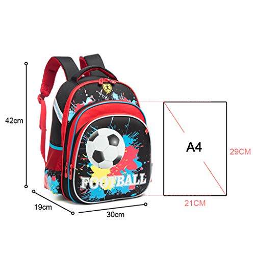 Mochila Escolares Niños Mochilas Fútbol, Bolsas Escolares Primaria Gran Capacidad Concha Dura Reflejo Nocturno Mochila Infantiles para Niños Estudiantes de 2-6 Grado a la Escuela Viaje