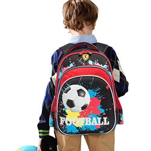 Mochila Escolares Niños Mochilas Fútbol, Bolsas Escolares Primaria Gran Capacidad Concha Dura Reflejo Nocturno Mochila Infantiles para Niños Estudiantes de 2-6 Grado a la Escuela Viaje