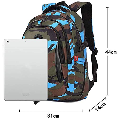 Mochila Infantil Niño por IvyH, Adolescente Camuflaje Bolsa para la Escuela, Bolsa de Escuela Primaria Mochila para niños - Camo Azul Mochila Infantil Niño por IvyH, Adolescente Camuflaje Bolsa para la Escuela, Bolsa de Escuela Primaria Mochila para niños - Camo Azul