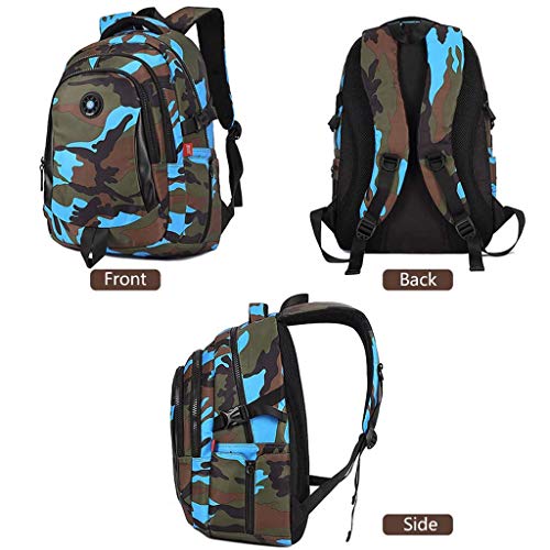 Mochila Infantil Niño por IvyH, Adolescente Camuflaje Bolsa para la Escuela, Bolsa de Escuela Primaria Mochila para niños - Camo Azul Mochila Infantil Niño por IvyH, Adolescente Camuflaje Bolsa para la Escuela, Bolsa de Escuela Primaria Mochila para niños - Camo Azul