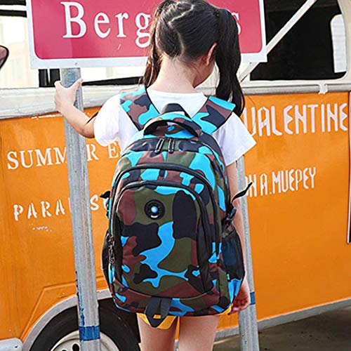Mochila Infantil Niño por IvyH, Adolescente Camuflaje Bolsa para la Escuela, Bolsa de Escuela Primaria Mochila para niños - Camo Azul Mochila Infantil Niño por IvyH, Adolescente Camuflaje Bolsa para la Escuela, Bolsa de Escuela Primaria Mochila para niños - Camo Azul
