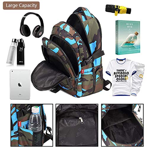 Mochila Infantil Niño por IvyH, Adolescente Camuflaje Bolsa para la Escuela, Bolsa de Escuela Primaria Mochila para niños - Camo Azul Mochila Infantil Niño por IvyH, Adolescente Camuflaje Bolsa para la Escuela, Bolsa de Escuela Primaria Mochila para niños - Camo Azul
