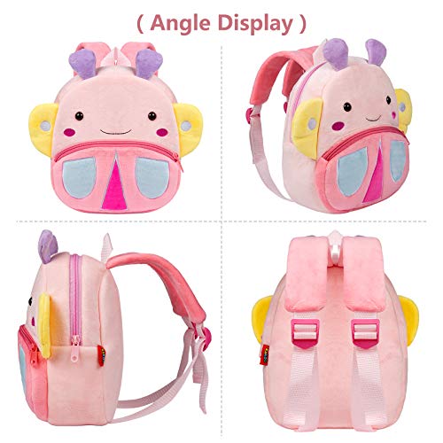 Mochila para Niña,WolinTek Mochila Infantil Kindergarten Guarderia Animales Linda Bolso Bebe Escuela Dibujos Animados para niña y niño (Mariposa)