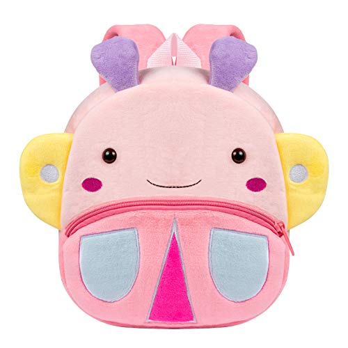 Mochila para Niña,WolinTek Mochila Infantil Kindergarten Guarderia Animales Linda Bolso Bebe Escuela Dibujos Animados para niña y niño (Mariposa)