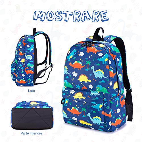 Mochila para Niños de La Escuela Conjunto de 3 Piezas de Mochila Escolar para Niño, Mochila de Viaje para Niño Impermeable y Sin Decoloración(Dinosaurio)