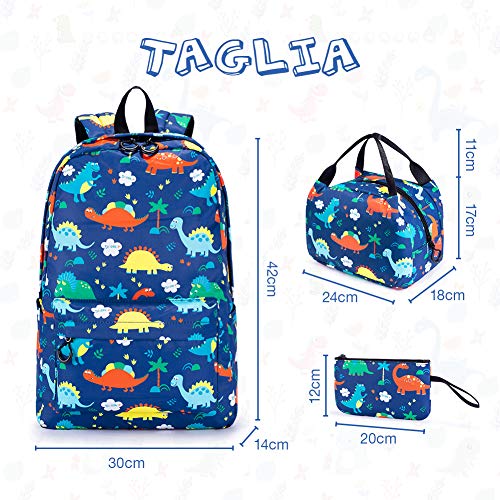 Mochila para Niños de La Escuela Conjunto de 3 Piezas de Mochila Escolar para Niño, Mochila de Viaje para Niño Impermeable y Sin Decoloración(Dinosaurio)