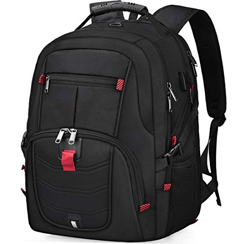 Mochila para Portátil Hombre 17.3 Pulgadas Impermeable Mochilas Puerto USB 17 Pulgadas Trabajo Ordenador Viaje Negocio Multifuncional Mochila Daypacks Negro 45L