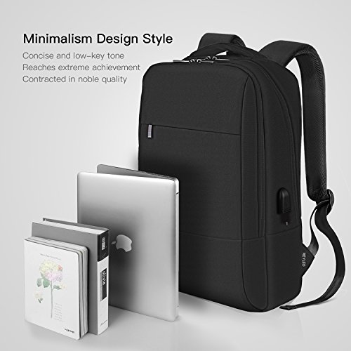 Mochila para Portátil, REYLEO Mochila Negocio Impermeable con Puerto de USB para Hombre Mujer Estudiante - Negro Mochila para Portátil, REYLEO Mochila Negocio Impermeable con Puerto de USB para Hombre Mujer Estudiante - Negro