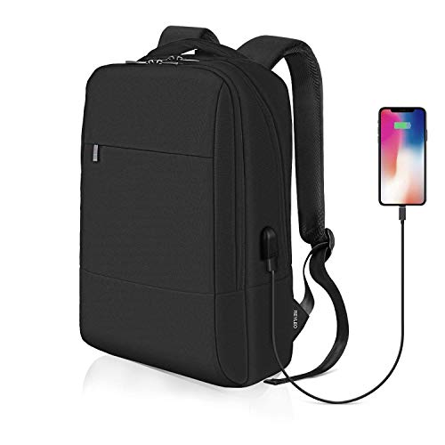 Mochila para Portátil, REYLEO Mochila Negocio Impermeable con Puerto de USB para Hombre Mujer Estudiante - Negro Mochila para Portátil, REYLEO Mochila Negocio Impermeable con Puerto de USB para Hombre Mujer Estudiante - Negro