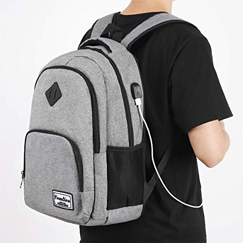 Mochila Portatil 17 Pulgadas con USB Puerto para Escolar Negocio- 35L (17.3 Pulgada, Gris)