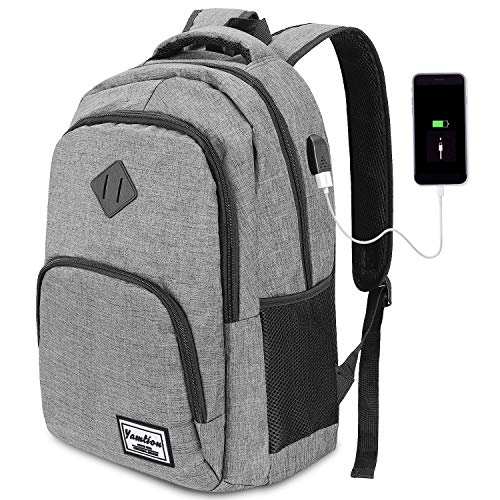 Mochila Portatil 17 Pulgadas con USB Puerto para Escolar Negocio- 35L (17.3 Pulgada, Gris)