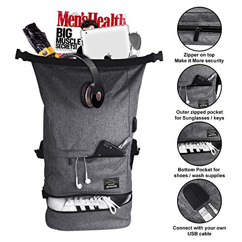 Mochila portátil, Mochilas Escolares, Macuto de Viaje ITSHINY Bolsa de antirrobo Roll Top Bolsa Escolar Mochila Casual de día Ligera y Resistente al Agua para Hombre Mujeres hasta 15,6 Pulgadas