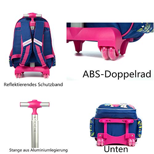 Mochila Unicornio Escolar con Ruedas niña,Estilo Princesa Estudiantes de Primaria Carros para Mochilas Bolsa de Almuerzo Estuche Escolares Equipaje de Viaje Multifuncional(Azul) Mochila Unicornio Escolar con Ruedas niña,Estilo Princesa Estudiantes de Primaria Carros para Mochilas Bolsa de Almuerzo Estuche Escolares Equipaje de Viaje Multifuncional(Azul)