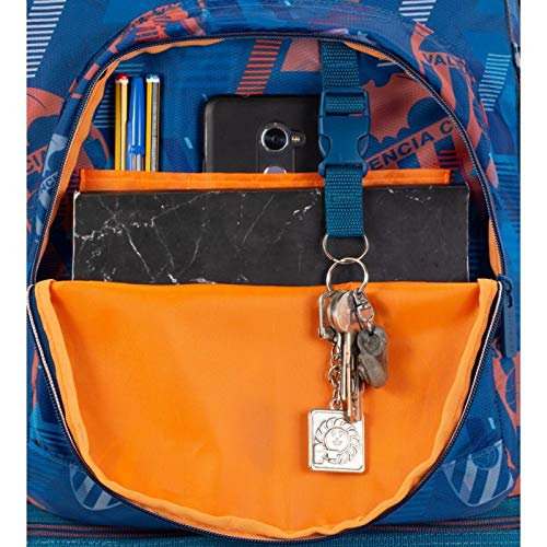 Mochila Valencia CF | Mochila Escolar con Ruedas, Mochila con Carrito Desmontable, Cremallera Metalica Gruesa y Bolsillo Interior para Portatil o Tablet - Medidas 34,5 x 44,5 x 23 cm - Color Azul