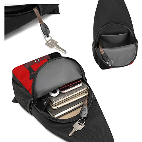 Mochilas de hombro con eslinga de bicicleta, mochila de pecho horizontal de Deadpool, mochila de una sola correa, antirrobo, para hombre y mujer