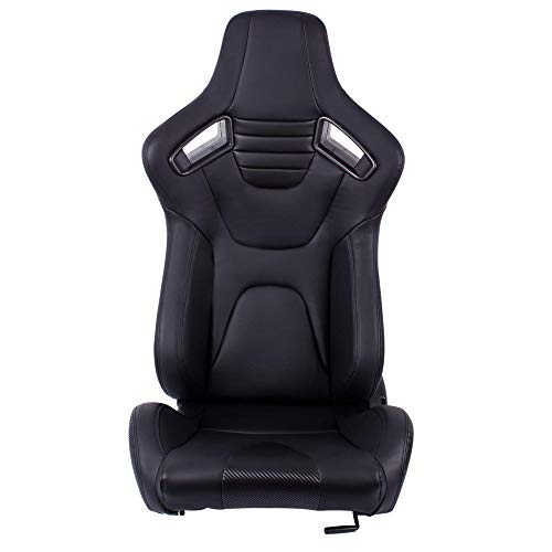 MODAUTO Asiento Deportivo Coche, Semibaquet Ajustable, de Cuero, con Ríeles incluidos, Conductor y Pasajero, Universal para Coche y Simulador de Conducción, Modelo N775L, Asiento Negro con Carbono MODAUTO Asiento Deportivo Coche, Semibaquet Ajustable, de Cuero, con Ríeles incluidos, Conductor y Pasajero, Universal para Coche y Simulador de Conducción, Modelo N775L, Asiento Negro con Carbono