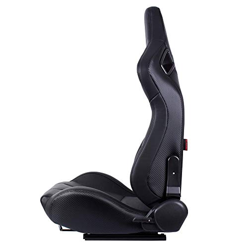 MODAUTO Asiento Deportivo Coche, Semibaquet Ajustable, de Cuero, con Ríeles incluidos, Conductor y Pasajero, Universal para Coche y Simulador de Conducción, Modelo N775L, Asiento Negro con Carbono MODAUTO Asiento Deportivo Coche, Semibaquet Ajustable, de Cuero, con Ríeles incluidos, Conductor y Pasajero, Universal para Coche y Simulador de Conducción, Modelo N775L, Asiento Negro con Carbono