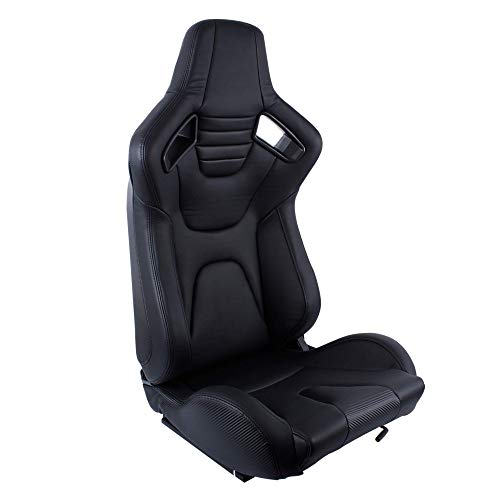 MODAUTO Asiento Deportivo Coche, Semibaquet Ajustable, de Cuero, con Ríeles incluidos, Conductor y Pasajero, Universal para Coche y Simulador de Conducción, Modelo N775L, Asiento Negro con Carbono MODAUTO Asiento Deportivo Coche, Semibaquet Ajustable, de Cuero, con Ríeles incluidos, Conductor y Pasajero, Universal para Coche y Simulador de Conducción, Modelo N775L, Asiento Negro con Carbono