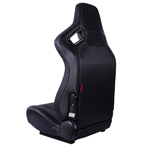 MODAUTO Asiento Deportivo Coche, Semibaquet Ajustable, de Cuero, con Ríeles incluidos, Conductor y Pasajero, Universal para Coche y Simulador de Conducción, Modelo N775L, Asiento Negro con Carbono MODAUTO Asiento Deportivo Coche, Semibaquet Ajustable, de Cuero, con Ríeles incluidos, Conductor y Pasajero, Universal para Coche y Simulador de Conducción, Modelo N775L, Asiento Negro con Carbono