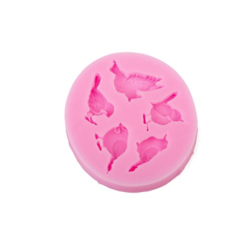 Modelo de Patrón de Pájaros para Pasta Fondant Azúcar Molde de La Hornada DIY de Silicona de Color Rosa Modelo de Patrón de Pájaros para Pasta Fondant Azúcar Molde de La Hornada DIY de Silicona de Color Rosa