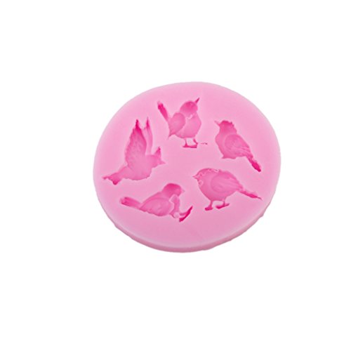 Modelo de Patrón de Pájaros para Pasta Fondant Azúcar Molde de La Hornada DIY de Silicona de Color Rosa Modelo de Patrón de Pájaros para Pasta Fondant Azúcar Molde de La Hornada DIY de Silicona de Color Rosa