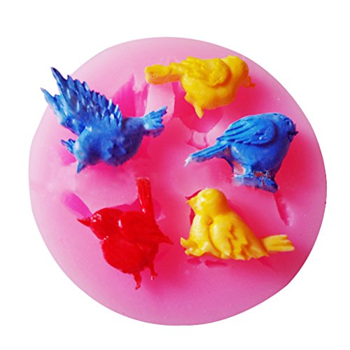 Modelo de Patrón de Pájaros para Pasta Fondant Azúcar Molde de La Hornada DIY de Silicona de Color Rosa