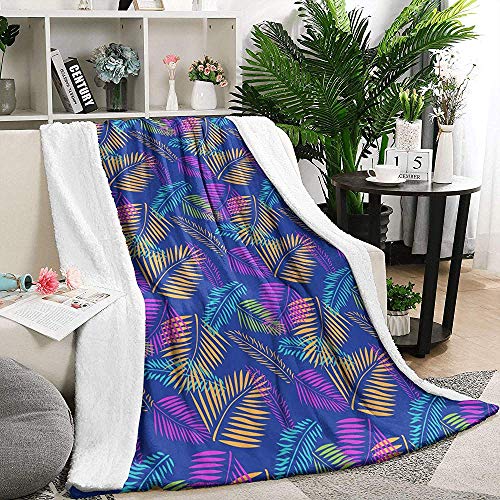 Moily Fayshow Throw Blanket Palm Tree Leaves Patrón sin Costuras Franela de Franela Tropical Manta Ligera y acogedora Sofá Cama, 102 X 127 cm Moily Fayshow Throw Blanket Palm Tree Leaves Patrón sin Costuras Franela de Franela Tropical Manta Ligera y acogedora Sofá Cama, 102 X 127 cm