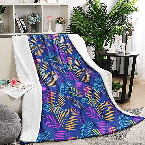 Moily Fayshow Throw Blanket Palm Tree Leaves Patrón sin Costuras Franela de Franela Tropical Manta Ligera y acogedora Sofá Cama, 102 X 127 cm