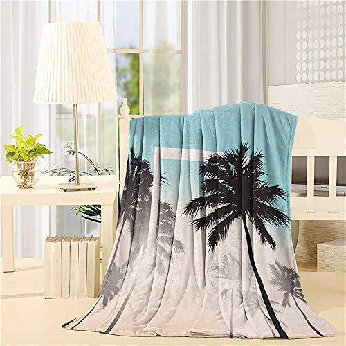 Moily Fayshow Throw Blanket Summer Seaside Palm Tree Pattern Franela Fleece Blanket Lightweight Cozy Bed Sofá Mantas, 102 X 127 Cm
