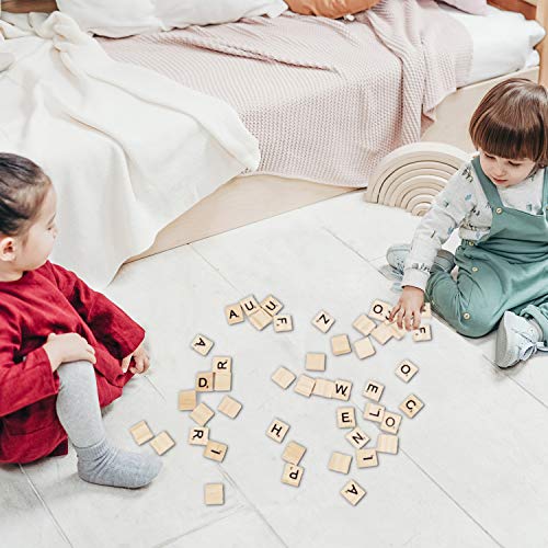 moinkerin 100 Piezas Letras de Madera Juego Letras Juguetes Juegos Artesanía Alfabeto Madera A a Z para Educación Infantil, Juguetes para Niños, Manualidades, Bricolaje