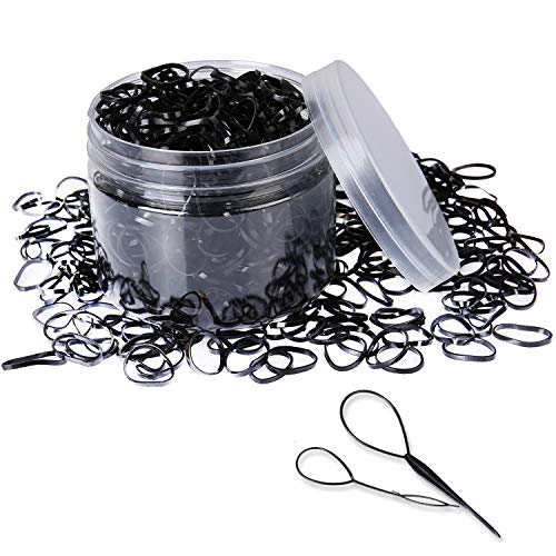 moinkerin 1000 Piezas Gomas Pelo Elástico Banda de Pelo Gomas de Pelo Pequeñas para Cabello de Niños, Trenzas, Peinado de Boda y Más (Negro) moinkerin 1000 Piezas Gomas Pelo Elástico Banda de Pelo Gomas de Pelo Pequeñas para Cabello de Niños, Trenzas, Peinado de Boda y Más (Negro)