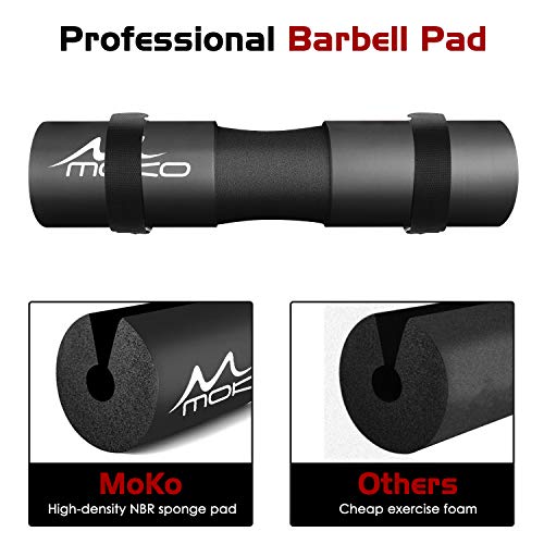 MoKo Almohadilla de Protección Ergonómica, Barras de Pesas Almohadilla de Sentadillas Avanzada con Correas de Seguridad, Barbell Squat Pad Cojín de Cuello y Hombros para Empuje de Cadera - Negro