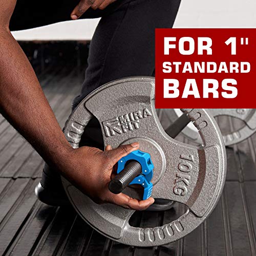 MoKo Barbell Abrazaderas, Topes de Pesas Liberación Rápida de Bloqueo Professional Cerraduras de Barra de Peso para Fitness y Entrenamiento de Fuerza, 1 Par, Azul Claro